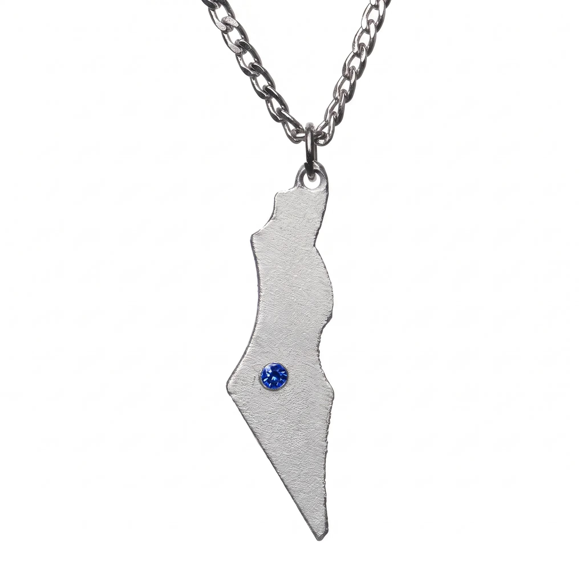 Israel Map Necklace on a clean white background