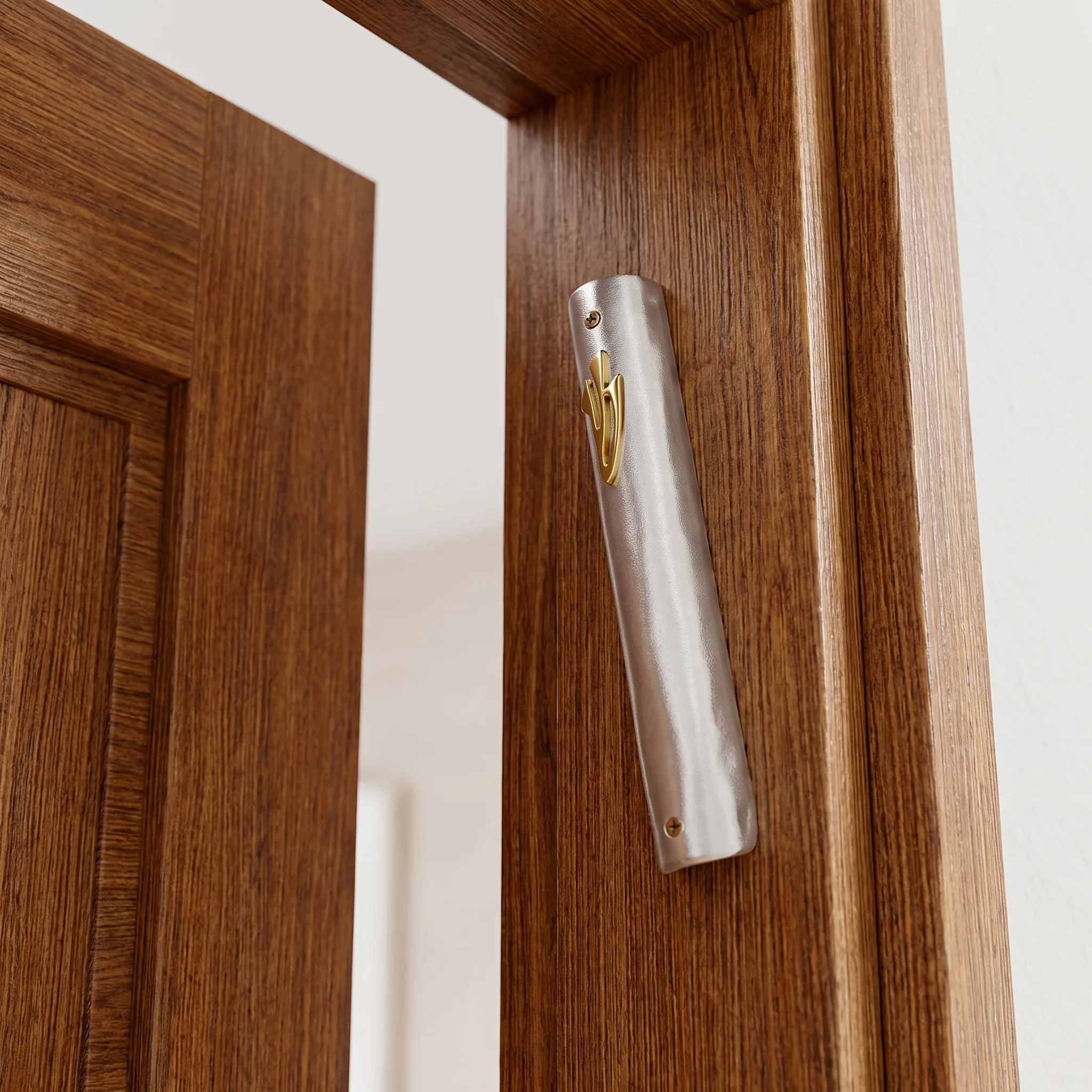 Mezuzah shown mounted on a doorpost